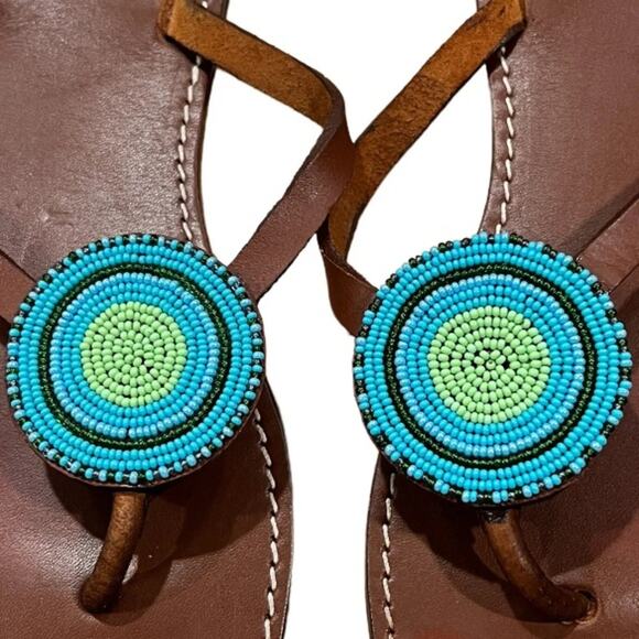 Beadle Disc Style Leather Sandals Size 8 - Picture 3 of 8